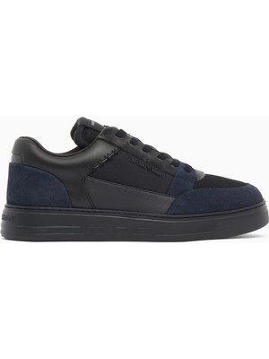 Emporio Armani Erkek Süet ve File Detaylı Düşük Bilekli Siyah Sneaker EM004836 AF23155-MZ312