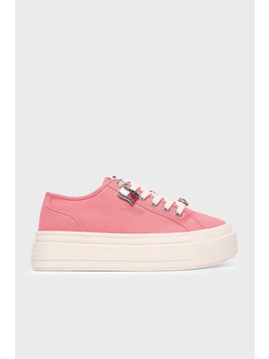 Tommy Hilfiger Kadın Platform Tabanlı Th Bayrak Logo Etiketli Pembe Sneaker EN0EN02959-TI5