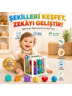 Bbsky Montessori Eğitici Bebek Oyuncakları - 10+ Ay Duyusal Gelişim Küpü, Renkli Meyve ve Şekil Eşleştirme Seti, Ilk Doğum Günü Hediyesi