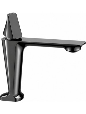 Badem10 (1 Adet) Vita Mat Füme Kısa Premium Lavabo Bataryası Pirinç Gövde Lüks Modern Banyo Batarya 18 cm