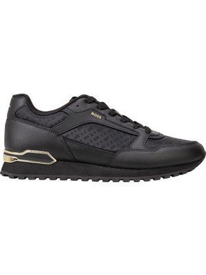 Boss Erkek Orta Kalınlıkta Rahat Taban Bağcıklı Düz Siyah Sneaker 50568574-007