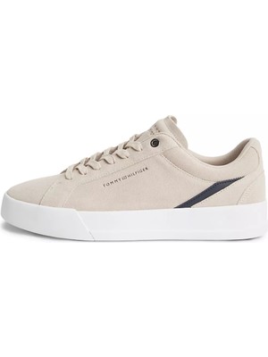 Tommy Hilfiger Erkek Monogram Logo Desenli Düşük Bilekli Rahat Taban Bej Sneaker FM0FM05880-RA2