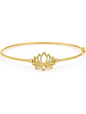 Sembol Gold 14 Ayar Lotus Çiçeği Oluklu Ajda Altın Kelepçe