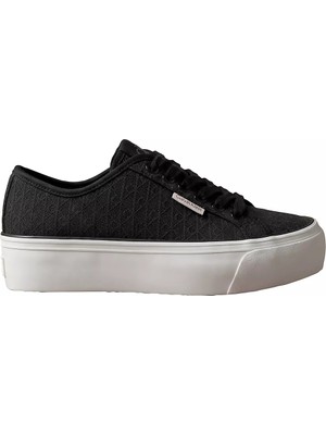 Calvin Klein Kadın Yüksek Taban Bağcıklı Rahat Siyah Sneaker HW0HW03265-BEH