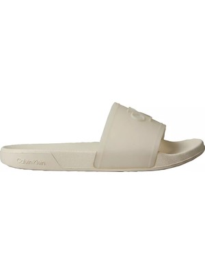 Calvin Klein Kadın Rahat Taban Logo Dokulu Ekru Terlik HW0HW02959-PDV