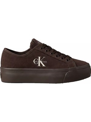 Calvin Klein Kadın Logo Detaylı Rahat ve Yüksek Tabanlı Kahverengi Sneaker HW0HW03088-VH2