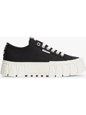 Tommy Hilfiger Kadın Platform Tabanlı Düşük Bilekli Desenli Siyah Sneaker EN0EN03070-BDS