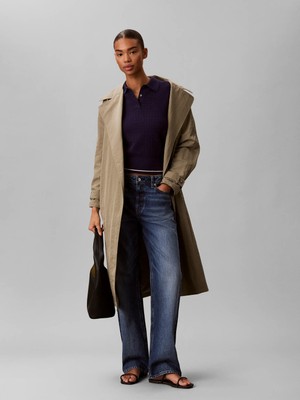 Calvin Klein Kadın / Kız Lacivert Calvin Klein Ss Woven Label Cropp, 9eı, Xxs Lacivert Kadın Polo