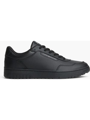 Tommy Hilfiger Erkek Deri Bağlamalı Rahat Taban Düz Model Siyah Sneaker FM0FM05927-BDS