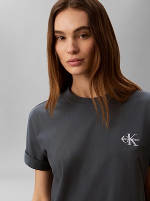 Calvin Klein Kadın / Kız Gri Calvin Klein Ss Boxy Left Chest M, Ceg Gri Kadın T-Shirt