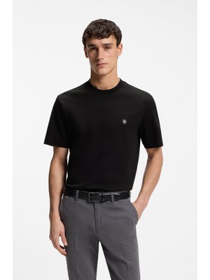 Boss Erkek %100 Pamuklu Yuvarlak Yakalı Kısa Kollu Siyah T-Shirt 50555844-001