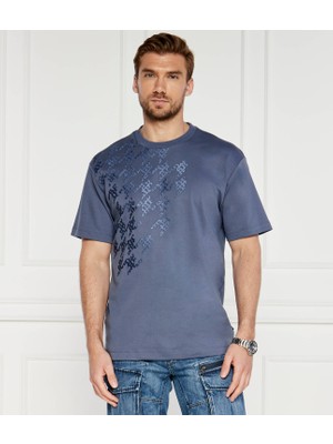 Boss Erkek Pamuklu Desenli Yuvarlak Yaka Günlük Kullanım Gri T-Shirt 50518772-412