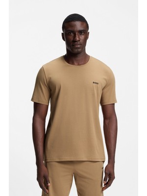 Boss Erkek Regular Fit Kısa Kollu Düz Bisiklet Yaka Bej T-Shirt 50515312-260