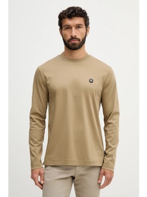 Boss Erkek Normal Kalıp %100 Pamuklu Logo Baskılı Uzun Kollu Haki Sweatshirt 50555107-252