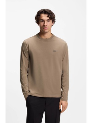 Boss Erkek Organik Pamuklu Uzun Kollu Kahverengi T-Shirt 50506365-336