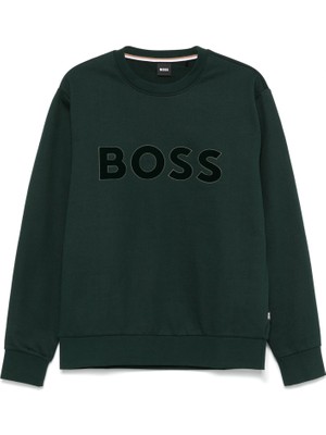 Boss Erkek Marka Logolu Uzun Kollu Bisiklet Yaka Günlük Yeşil Sweatshirt 50524360-385