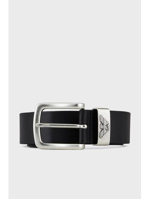 Emporio Armani Erkek %100 Deri Marka Logolu Siyah Kemer Y4S201 YDD6G-001