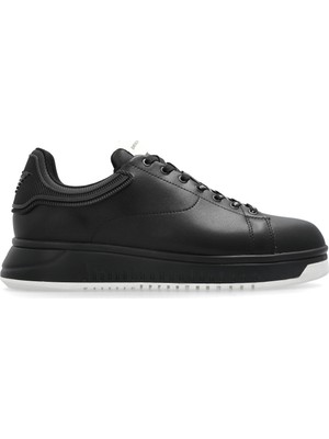Emporio Armani Erkek Bağlamalı Orta Kalın Taban Deri Siyah Sneaker EM003663 AF18212-MC105