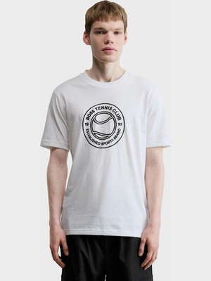 Boss Erkek Normal Kalıp Yuvarlak Yakalı Baskılı Kısa Kollu Beyaz T-Shirt 50553648-100