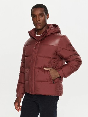 Tommy Hilfiger Erkek Kapşonlu Yaka Marka Detaylı Fermuarlı Şişme Mor Ceket MW0MW36569-VLP
