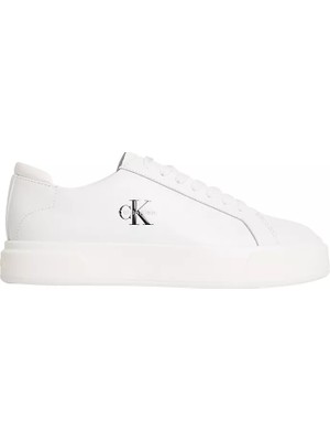 Calvin Klein Erkek Deri Bağlamalı Rahat Taban Ck Yazı Detay Beyaz Sneaker YM0YM01460-0K4