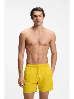 Boss Erkek Beli Bağlamalı Cepli Astarlı Kısa Boy Sarı Deniz Şortu 50491594-726