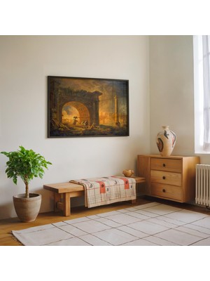 Pegziz Roma Harabeleri Tablosu | Çerçeveli Klasik Mimari ve Tarihi Manzara Sanat Poster Duvar Dekoru
