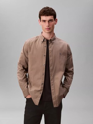Calvin Klein Erkek Pamuklu Regular Fit Uzun Kollu Haki Gömlek LV140EM125-LKJ