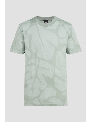 Boss Erkek Regular Fit Kısa Kollu Düz Bisiklet Yaka Yeşil T-Shirt 50511843-373