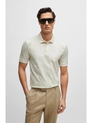 Boss Erkek Pamuklu Polo Yakalı Düğme Kapamalı Kısa Kollu Bej Polo Yaka T-Shirt 50513321-131