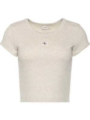 Calvin Klein Kadın Slim Fit Yuvarlak Yaka Pamuklu Kısa Kollu Gri T-Shirt LV047C200G-P4P