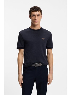 Boss Erkek Normal Kalıp Yuvarlak Yakalı Logo Imzalı Kısa Kollu Lacivert T-Shirt 50553812-404