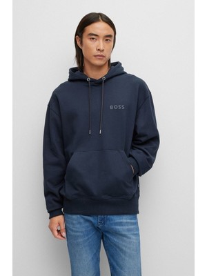 Boss Erkek Oversize Fit Uzun Kollu Düz Kapuşonlu Yaka 404 Sweatshirt 50472985-404