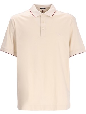 Boss Erkek Pamuklu Polo Yakalı Düğme Kapamalı Kısa Kollu Ekru Polo Yaka T-Shirt 50519931-131