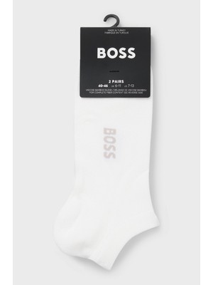 Boss Erkek 2'li Paket Düşük Bilekli Bambu Karışımlı Beyaz Çorap 50538188-100