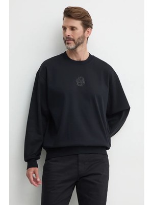 Boss Erkek %100 Pamuk Oversize Siyah Sweatshirt 50527667-001