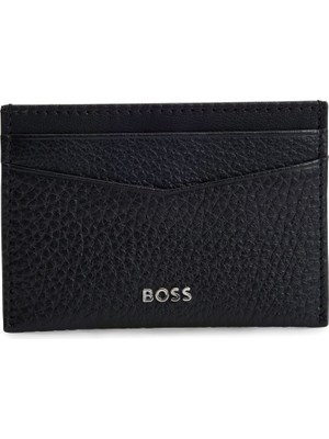 Boss Erkek Logo Kabartmalı 4 Kart Bölmeli Deri Siyah Kartlık 50529515-001