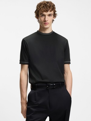 Boss Erkek %100 Pamuklu Normal Kalıp Kısa Kollu Siyah T-Shirt 50554536-001