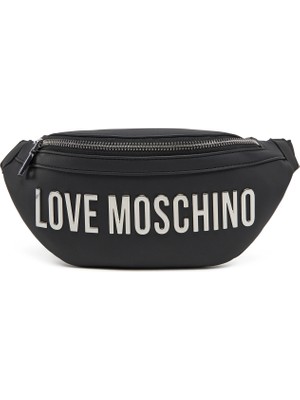Love Moschino Kadın Bel Bağlamalı Kemer Ayarlamalı Deri Tek Fermuar Siyah Bel Çantası JC4195PP1MKD0-00B