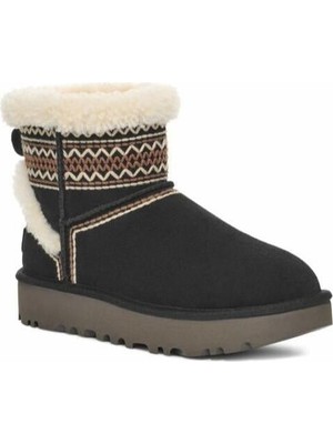 UGG Kadın Platform Tabanlı Kürk Detaylı Rahat Siyah Bot & Bootie 1158281-SİYAH