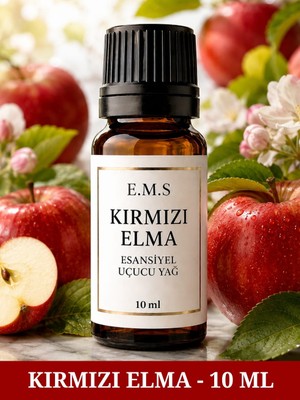E.M.S KIRMIZI ELMA Esansiyel Uçucu Yağ Buhurdanlık Yağı Difüzör Esansı Oda Kokusu Esansı MUM ESANSI 10 ML.
