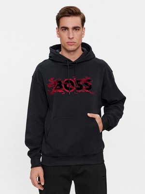Boss Erkek Marka Logo Detaylı Regular Fit Uzun Kollu Siyah Sweatshirt 50510129-001