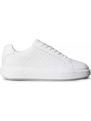 Calvin Klein Erkek Bağcıklı Bağlama Yuvarlak Burun Deri Rahat Taban Beyaz Sneaker YM0YM01383-0K4
