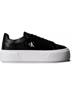 Calvin Klein Kadın Platform Taban Ck Logolu Deri Siyah Sneaker YW0YW01928-BEH