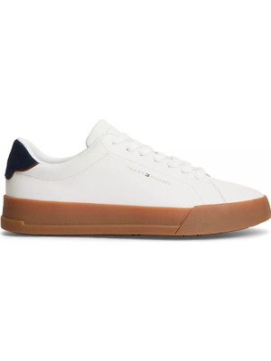 Tommy Hilfiger Erkek Rahat Düz Taban Topuk Renk Geçişli Deri Ekru1 Sneaker FM0FM05367-02S