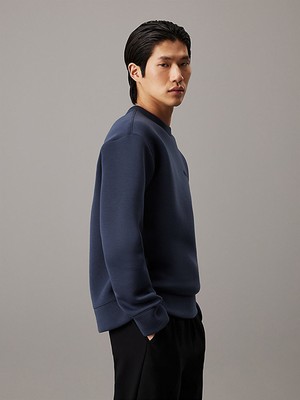 Calvin Klein Erkek Bisiklet Yaka Pamuklu Normal Kesim Mavi Sweatshirt K10K113570-PPK