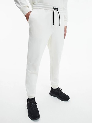 Calvin Klein Erkek Marka Logo Detaylı Lastik Bel ve Bilek Beyaz Eşofman Altı K10K108047-YAH