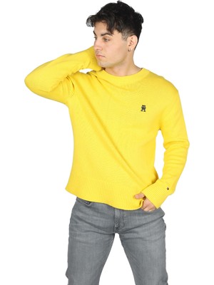 Tommy Hilfiger Erkek Marka Logo Detaylı Regular Fit Uzun Kollu Sarı Kazak MW0MW33505-ZGR