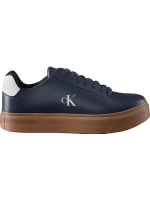 Calvin Klein Erkek Rahat Taban Bağcıklı Deri Düz Taban Lacivert Sneaker YM0YM01435-0ZV