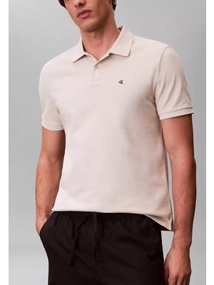 Calvin Klein Erkek Regular Fit %100 Pamuklu Ck Logolu Kısa Kollu Krem T-Shirt LV040EM269-2JX
